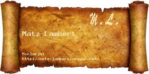 Matz Lambert névjegykártya
